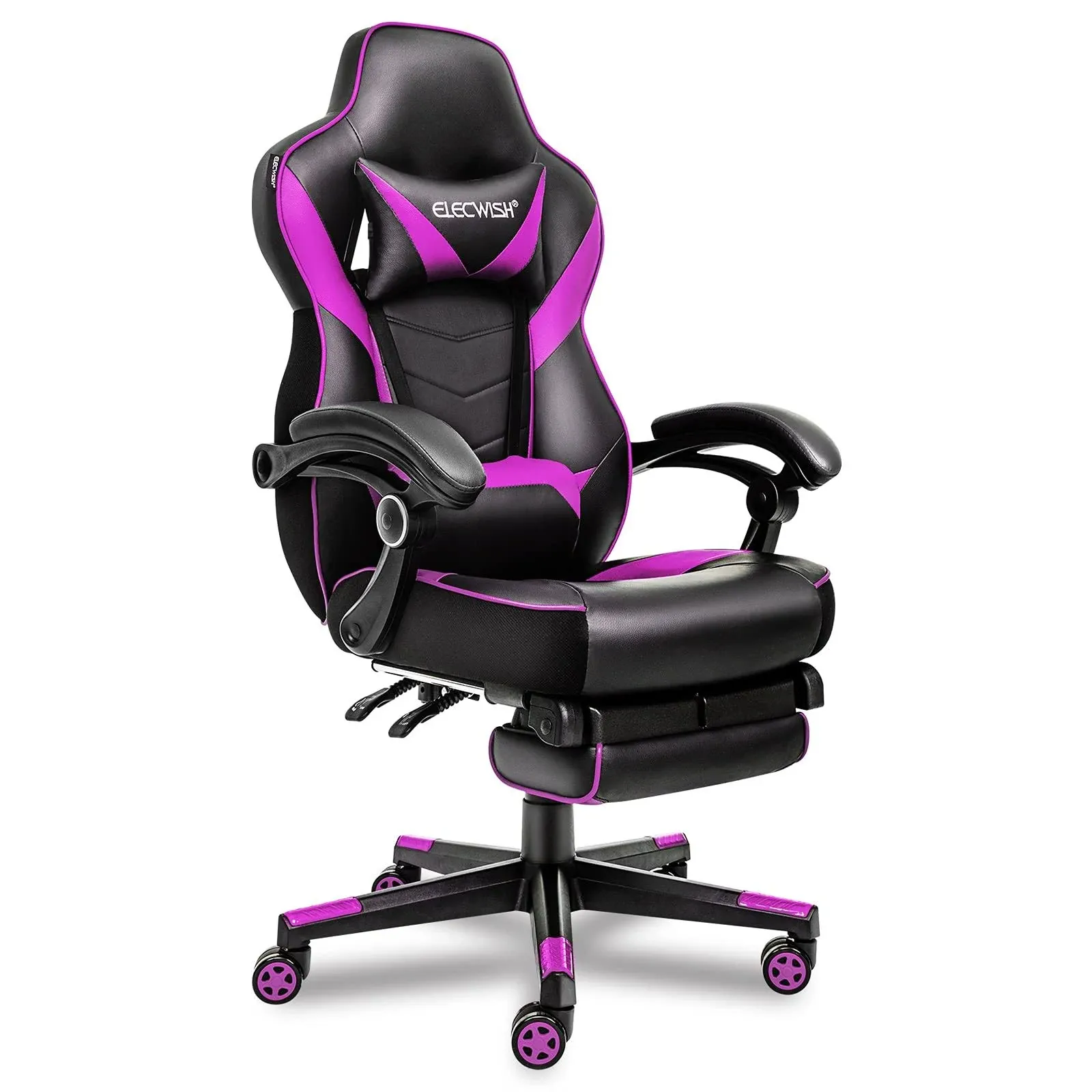 ARTETHYS Gaming Chair Purple Metal/Original Foam/PU leather w/ Footrest Headrest