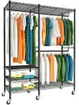 Raybee Clothes Rack Heavy Duty Clothing Rack Loads 655 LBS Rolling Clothes Rack 