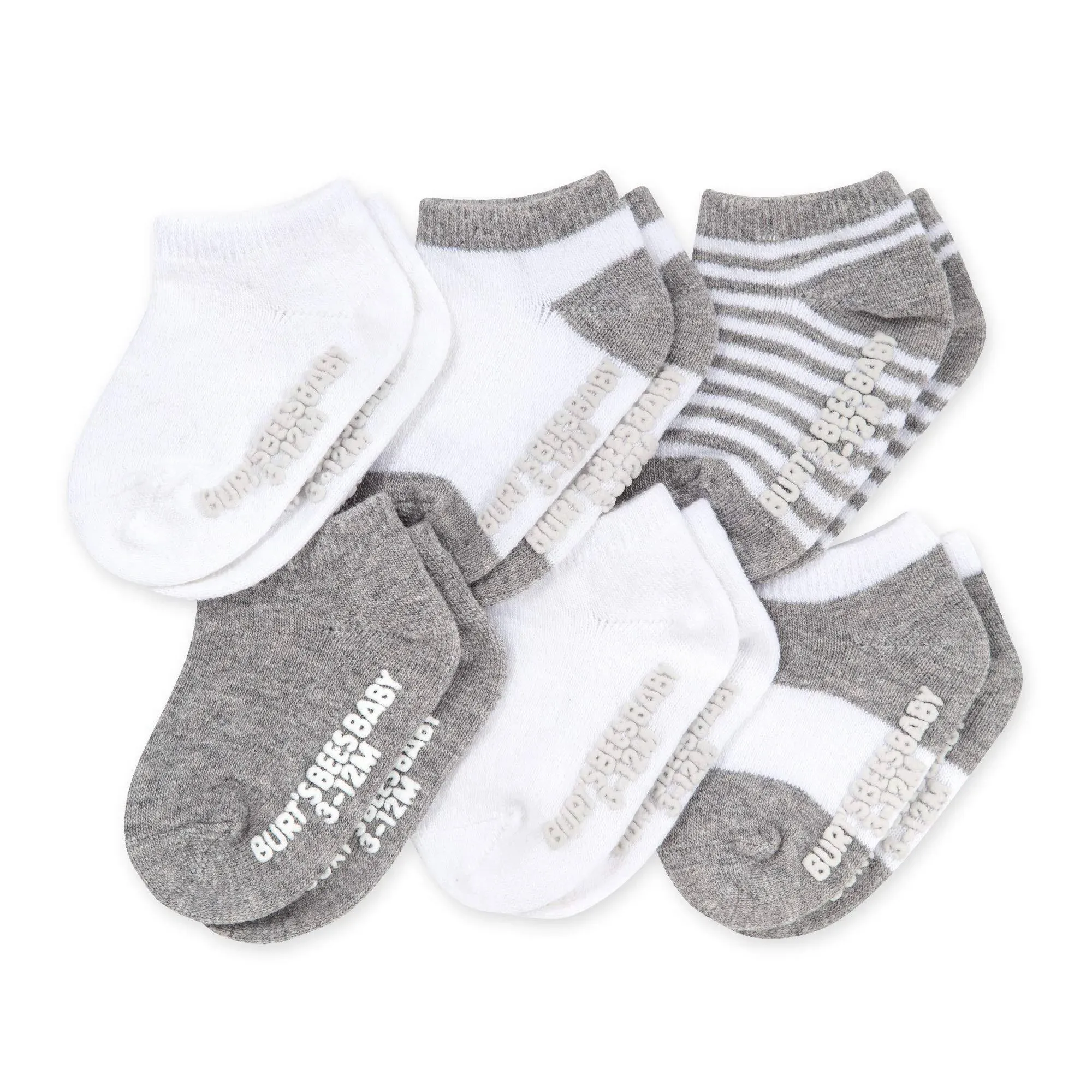 Burt's Bees Baby unisex-baby Socks, 6-pack Ankle Or Crew With Non-slip Grips, Made With Organic Cotton