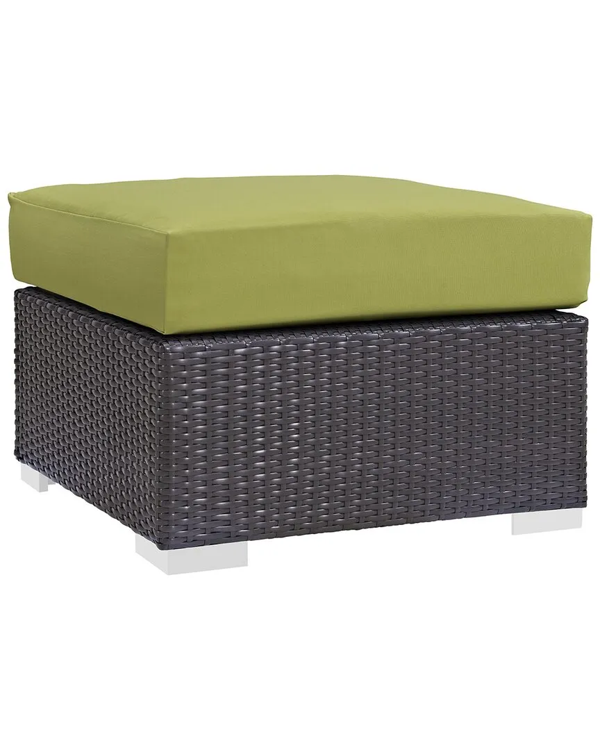 Outdoor Convene Outdoor Patio Fabric Square Ottoman In Espresso Peridot