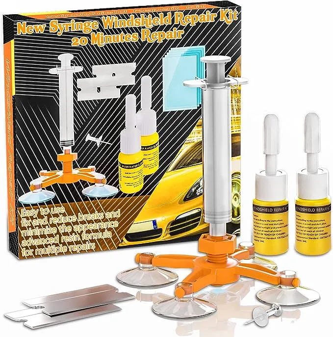 Aoda New Windshield Crack Repair Kit, Upgraded Windshield Repair Kit, Automotive Glass Repair Kit Windshield with Syringe Thrusters, Windshield