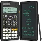 Upgraded 991ES Plus Scientific Calculator, ROATEE Multiview 4-Line Display Scientific Calculators with Erasable LCD Writing Tablet, Solar Battery Power,Desktop Calculator with Notepad for School