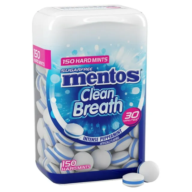 Mentos Hard Mints, Sugar Free, Intense Peppermint - 150 mints