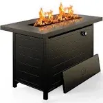 Ciays 42 Inch Gas Fire Pit Table, 50,000 BTU Propane Pits for Outside with Steel Lid and Lava Rock, 2 in 1 Firepit Table Gatherings Parties on Patio Deck Garden Backyard, Black