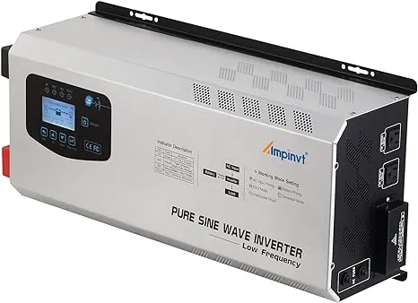 5000W Peak 15000watts Pure Sine Wave Power Inverter 24V DC to 120/240 VAC Split Phase with Battery AC Charger,Off Grid Low Frequency Solar Inverter