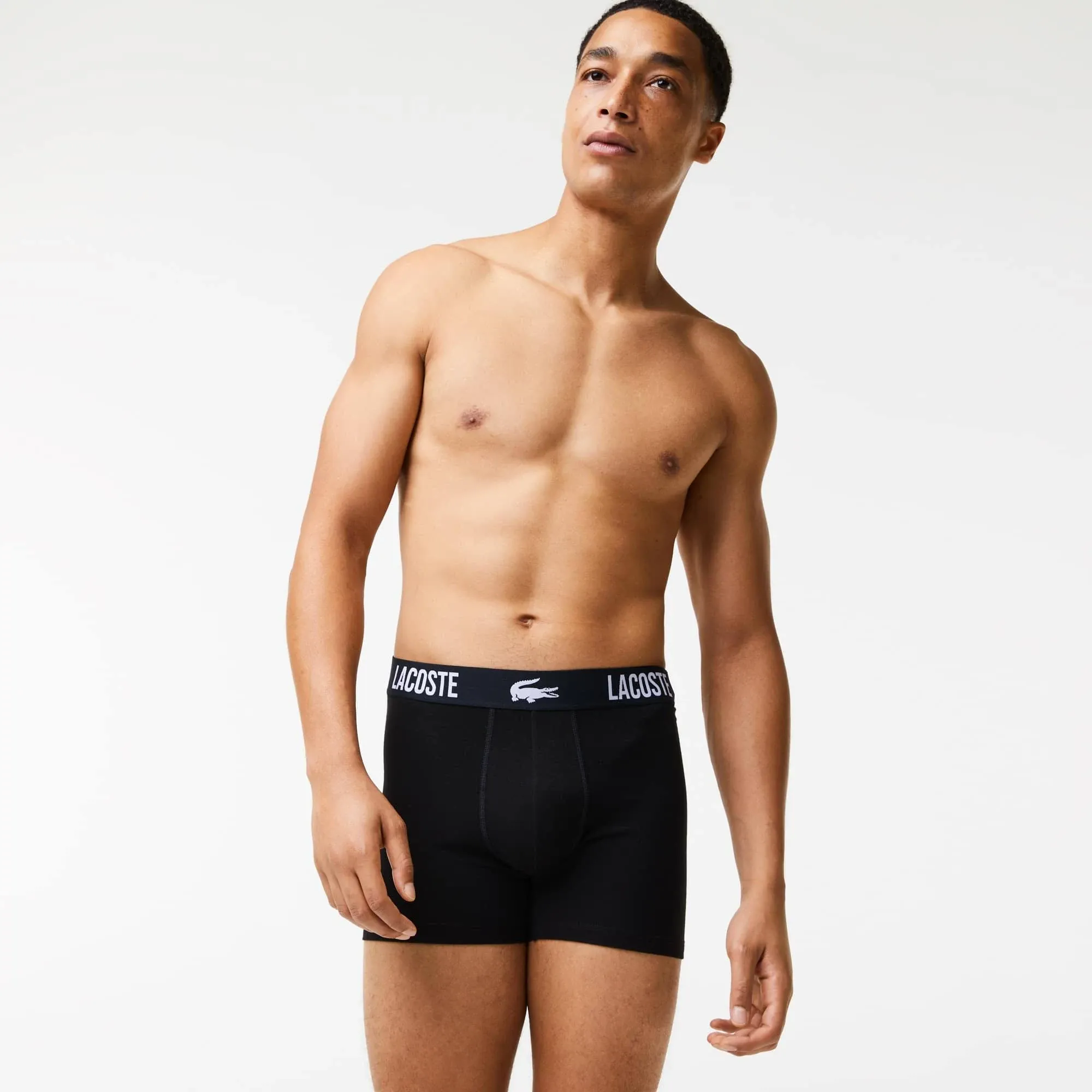 Lacoste Men’s Branded Contrast Crocodile Boxer Brief 3-Pack