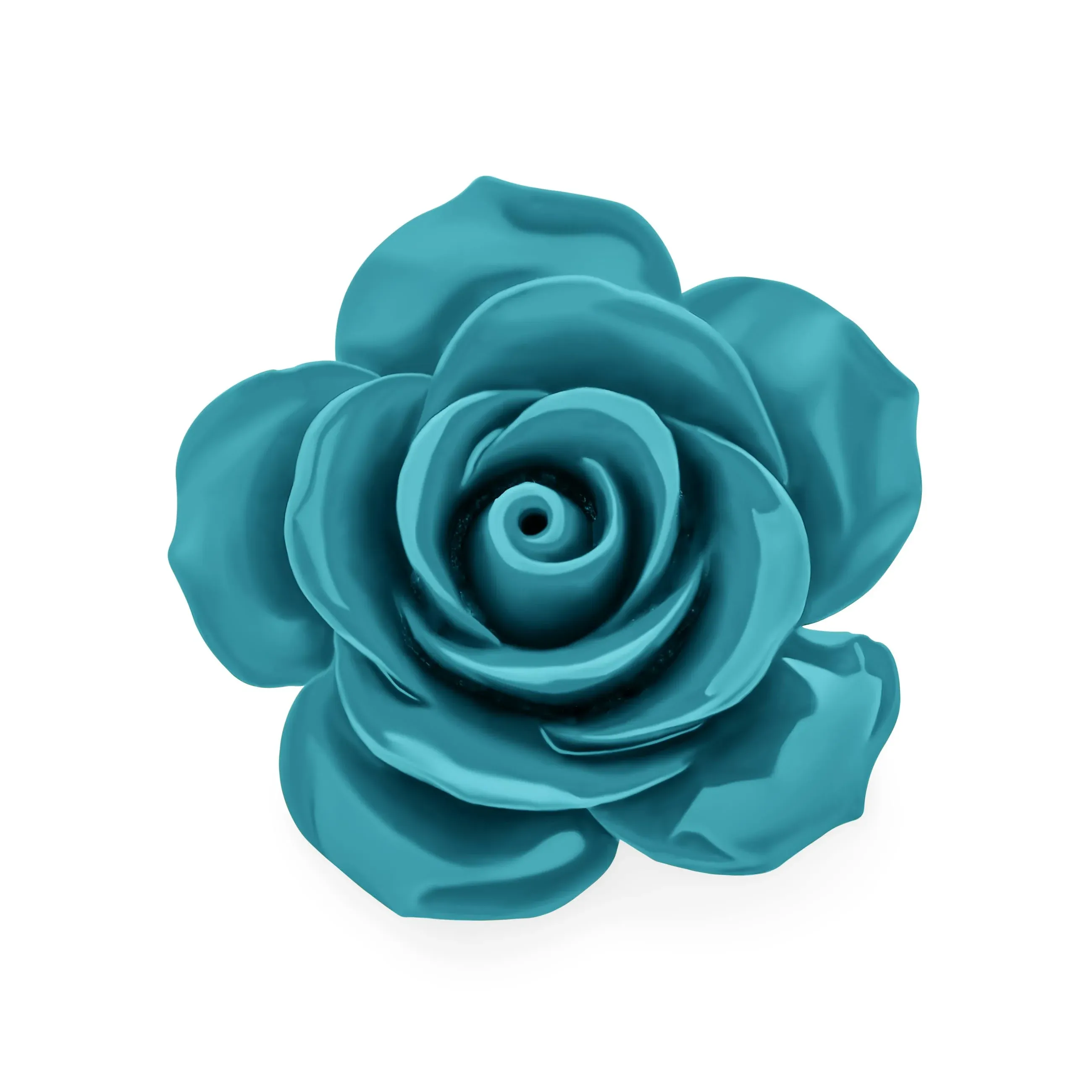 Big Romantic Floral Delicate 3D Carved Blue Rose Flower Brooch Pin