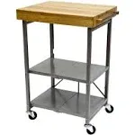 Origami Foldable Wheeled Portable Solid Wood Top Kitchen Island Bar Cart