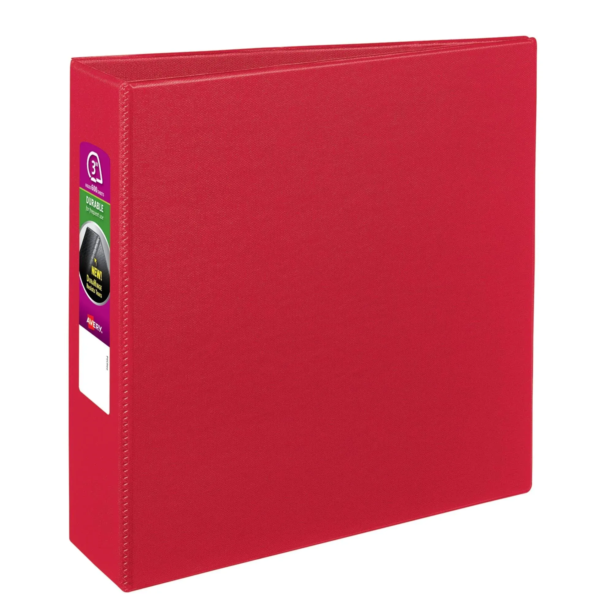 Durable Non-View Binder with DuraHinge and Slant Rings, 3 Rings, 3" Capacity, 11 x 8.5, Red