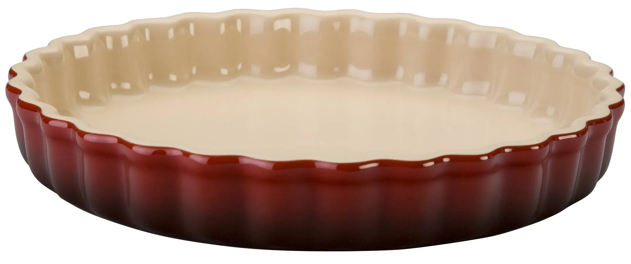 Le Creuset Stoneware Fluted Flan/Pie/Tart Bake Dish 11&#034; /28cm Cerise