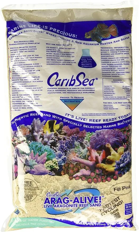 CaribSea Arag Alive Fiji Pink Reef Sand 20 Pound