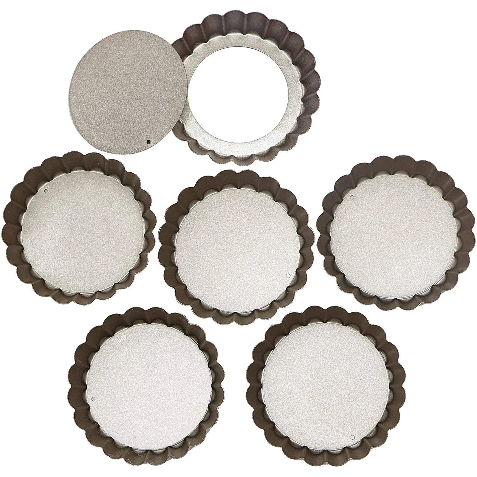 Webake 4 inch Mini Tart Pan Set of 6, Non-Stick Quiche Pan Removable Bottom Mini