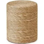 Cplxroc Pouf Ottoman, 100% Handwoven Seagrass Braided Pouffe, Boho Decor Floor Chair for Couch or Desk, Outdoor Ottomans for Garden, Round Footrest with Wood Frame, Home Decorative Seat for Balcony