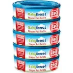 BabyBreeze Diaper Pail Refill Bags for Playtex Diaper Genie - 1400 Count 5 Pack