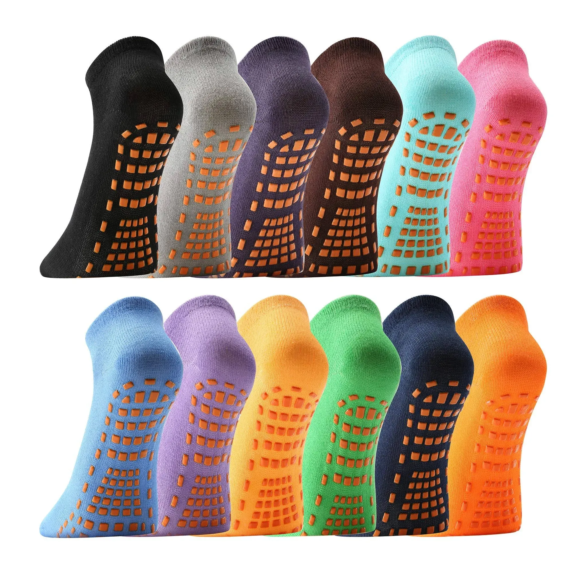 jeuhut Grip Socks for Women 12 Pairs Grippy Yoga Socks with Grips Non Slip Pilates Socks