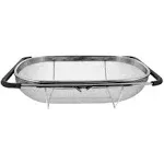 Makerstep Over The Sink Colander Strainer Basket Stainless Steel, for Kitchen Sink with Rubber Grip, Fine Mesh Stainless