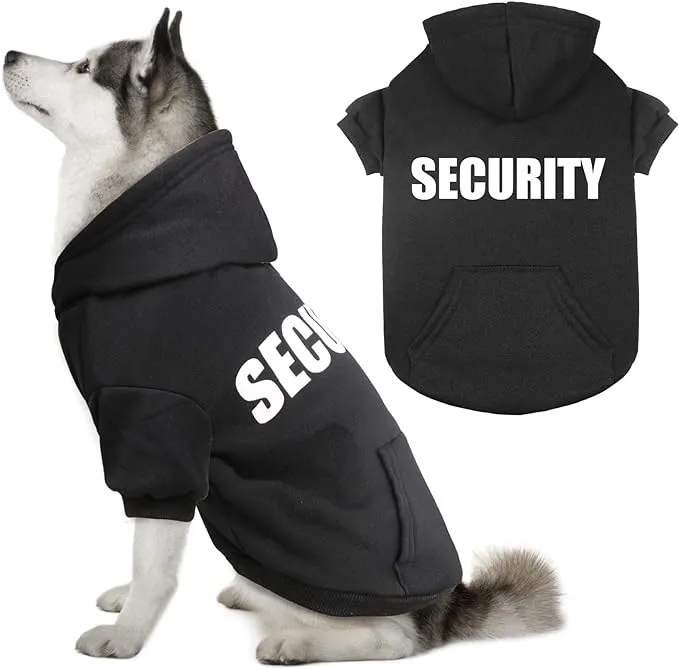 Dog Hoodie Security Dog Sweater Soft Brushed Fleece Dog Clothes Dog Hoodie Sweatshirt With Pocket Dog Sweaters For Large Dogs