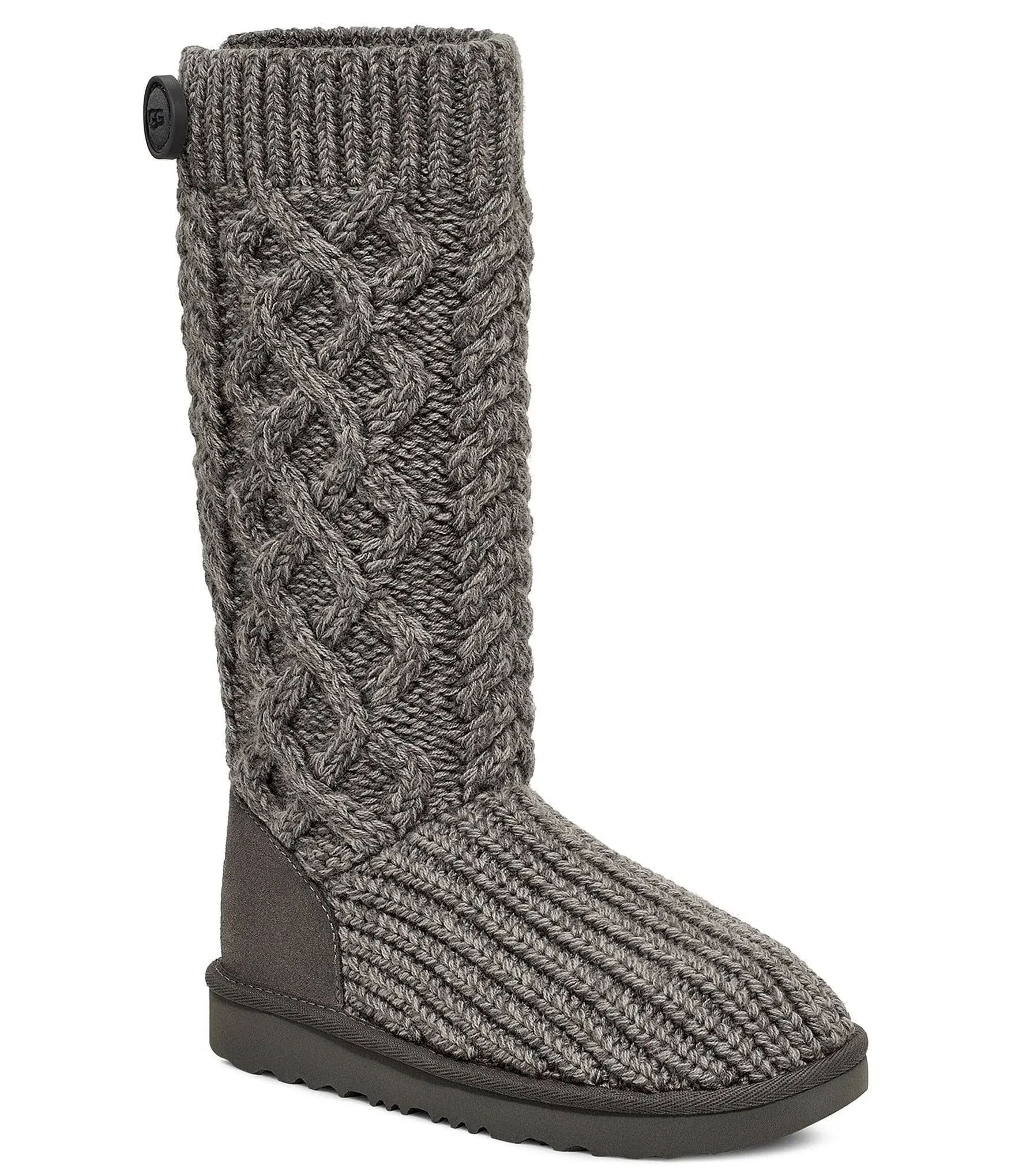 Kids' Ugg Classic Cardi Cabled Knit Boots 1 Grey