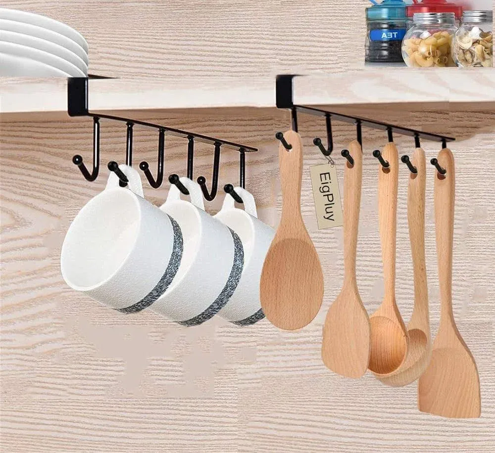 Mug Holder Under Cabinet Adhesive Cup Hooks Drilling Free Coffee Cups Holder Kit