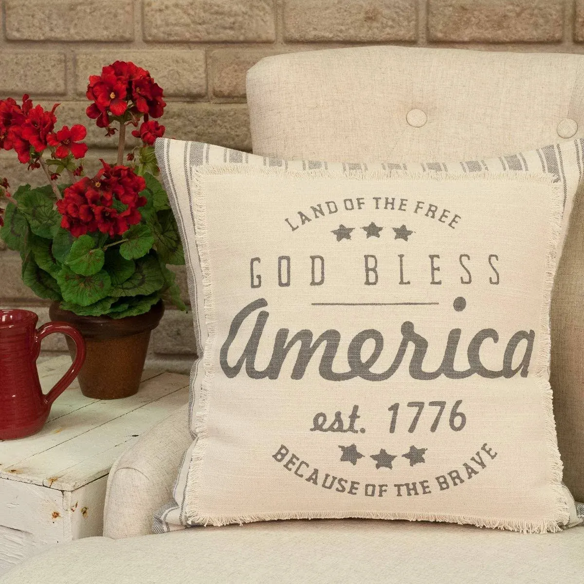 Piper Classics Land of The Free Throw Pillow Cover, 18" x 18"