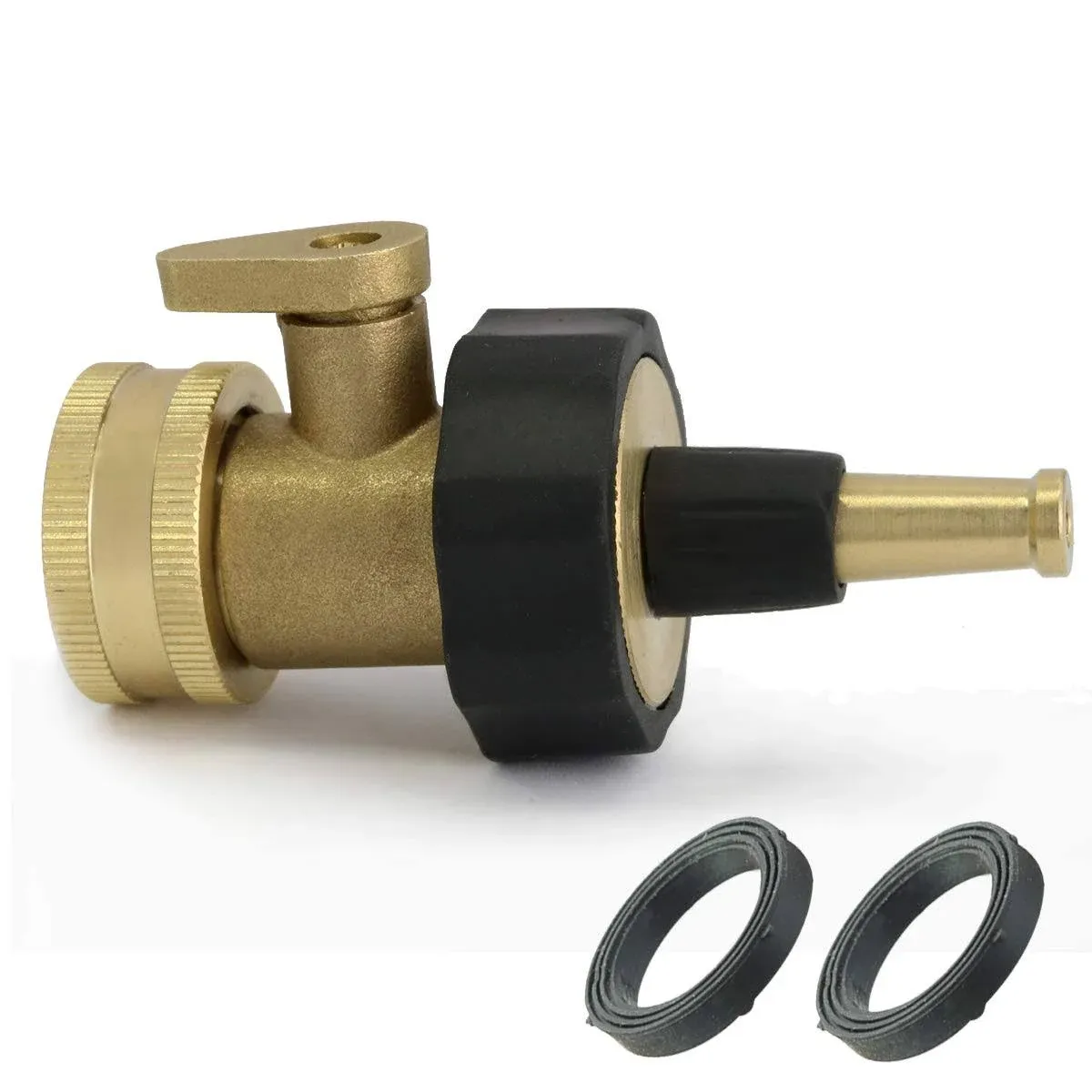 PLG Heavy Duty Brass High Pressure Jet Hose Nozzle with Hose Shut Off Valve for Garden Hose