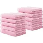 Yoofoss Luxury Bamboo Washcloths Towel Set 10 Pack Baby Wash Cloth for Bathroom-Hotel-Spa-Kitchen Multi-Purpose Fingertip Towels & Face Cloths Pink