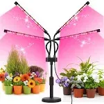 Grow Lights for Indoor Plants, Four Head LED Grow Light with Full Spectrum, Red White Spectrum for Indoor Plant Lamp, Adjustable Gooseneck, Suitable for Vegetation