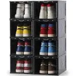 Clemate Shoe Storage Box,Set of 8,Shoe Box Clear Plastic Stackable,Drop Front Sh