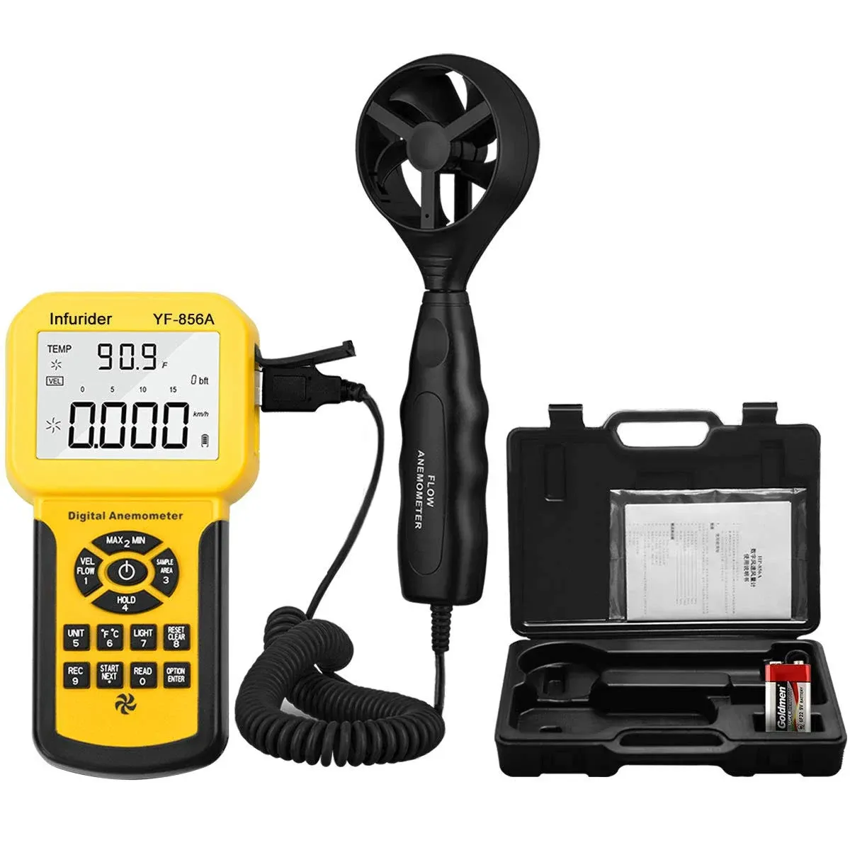 INFURIDER Handheld Digital Anemometer YF-856A Split Type Wind Speed Meter Win...