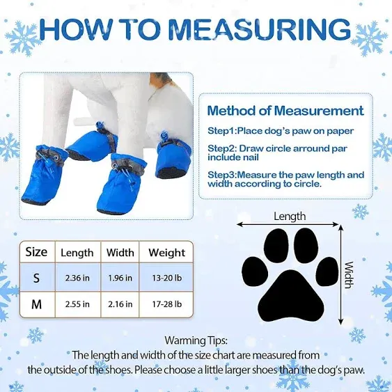 4 Sets 16 Pieces Waterproof Dog Shoes Dog Snow Boots Dog Paw Protectors Dog Winter Boots Anti-Slip Dog Sock Shoes with Adjustable Drawstring for Dogs Pets (Medium)