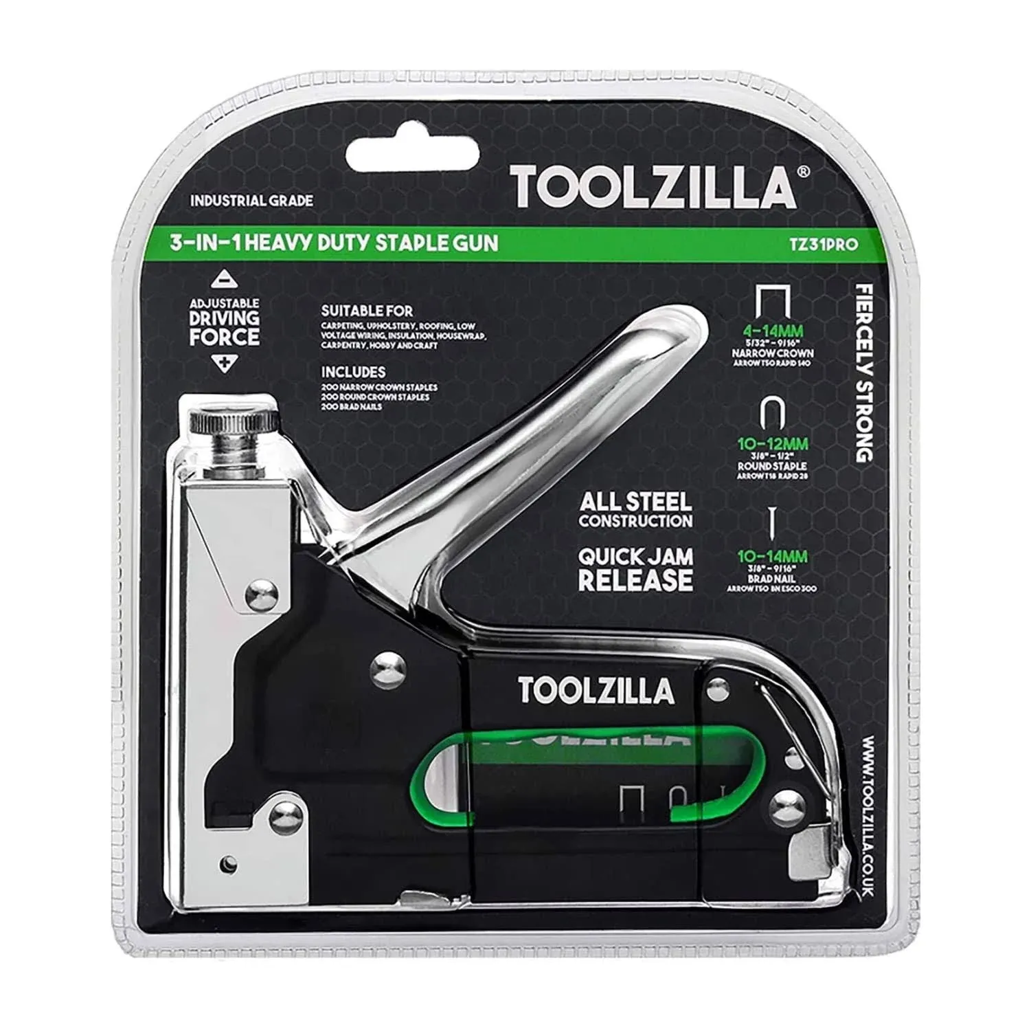 TOOLZILLA Heavy Duty Staple Gun & Staple Selection Pack | Professional Set with ...