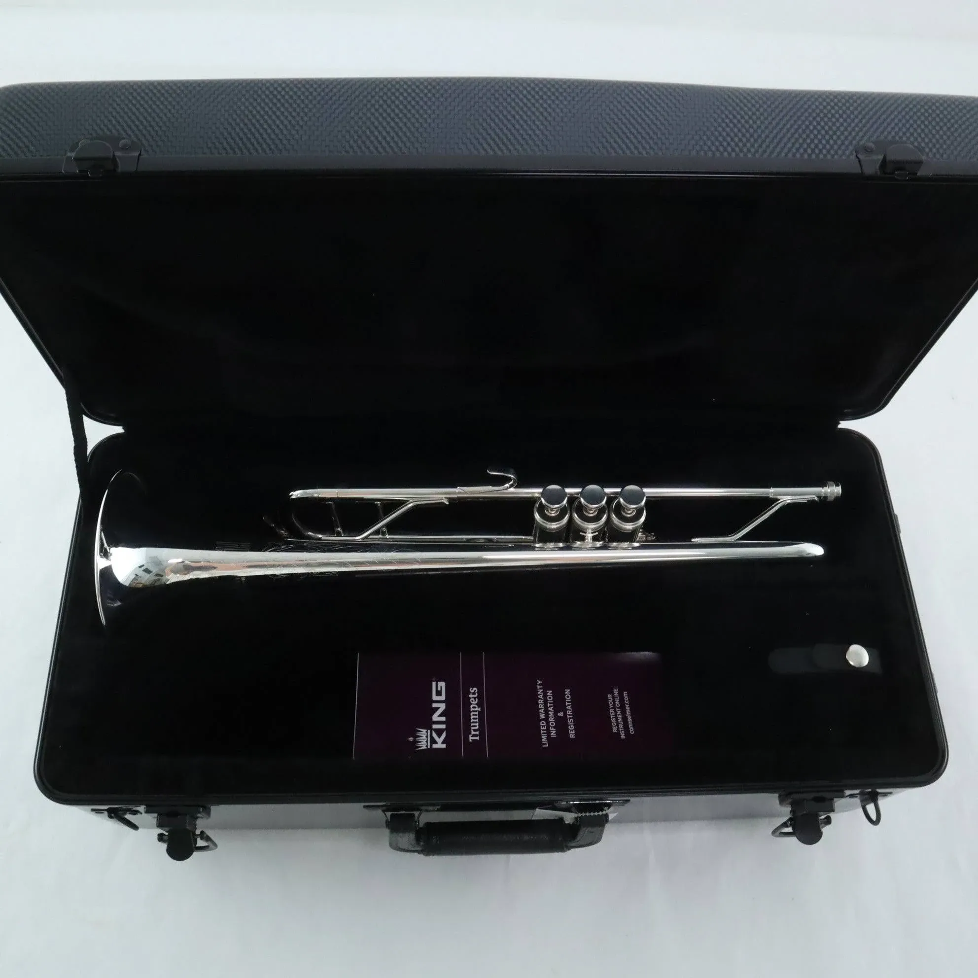 King 2055 Silver Flair Series Bb Trumpet 2055T Silver 1st Valve Thumb Trigger