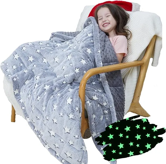 Bood Minky Kids Glow Weighted Blanket Fuzzy 3lb Weighted Blanket Twin