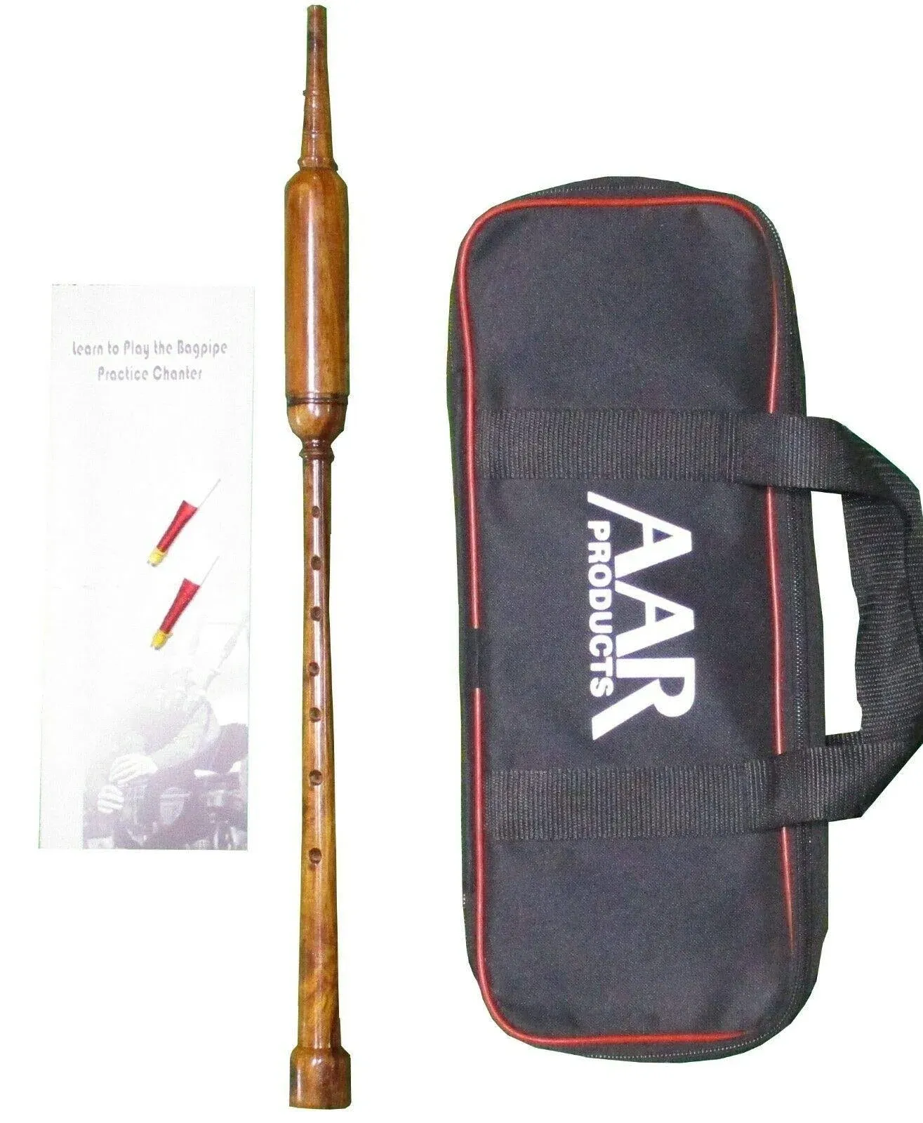 AAR Long Bagpipe Practice Chanter 21&#034; Rosewood Scottish Highland Reeds Bag Book