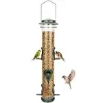 MIXXIDEA Metal Bird Feeder Tube Hanging Wild Bird Feeders Aluminum Six Port Hummingbird Feeder,1.4 mm Extra Thick Solid Tube Transparent with Steel