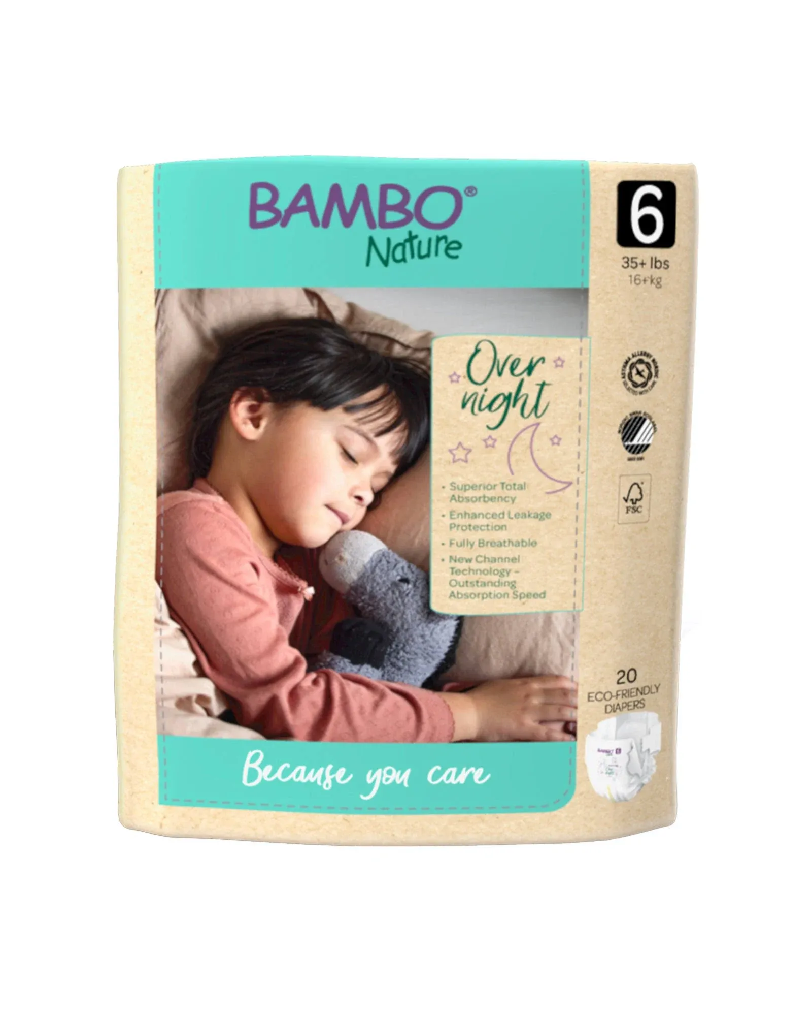 Bambo Nature Overnight Baby Diapers (Sizes 3 TO 6), Size 6, 20 Count