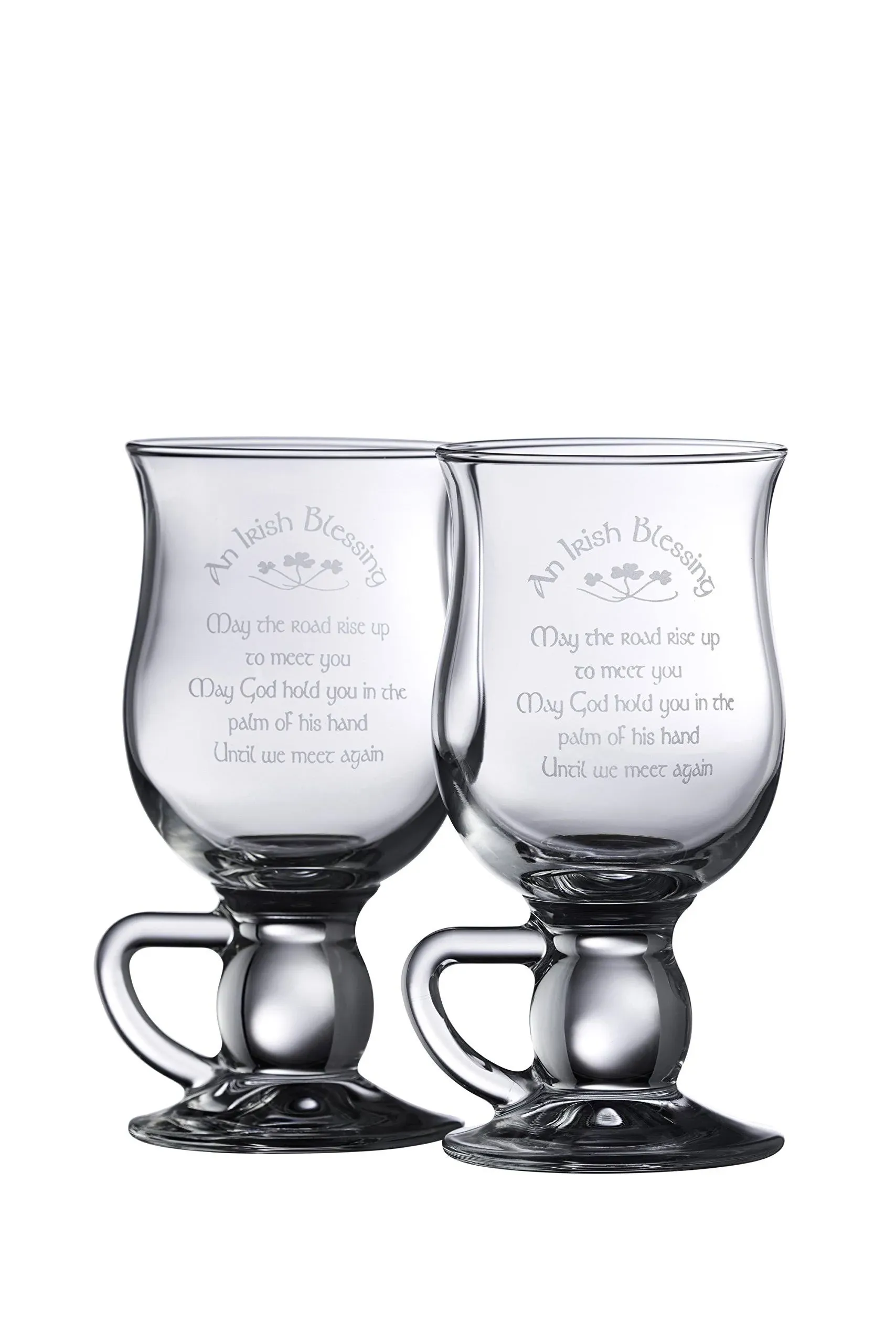 Galway Irish Blessing Latte Pair, Clear, Crystal