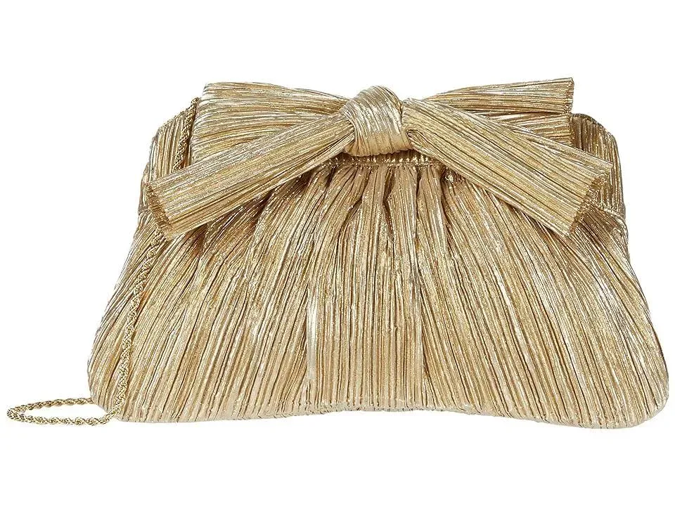 Loeffler Randall Rayne Pleated Bow Gold Clutch