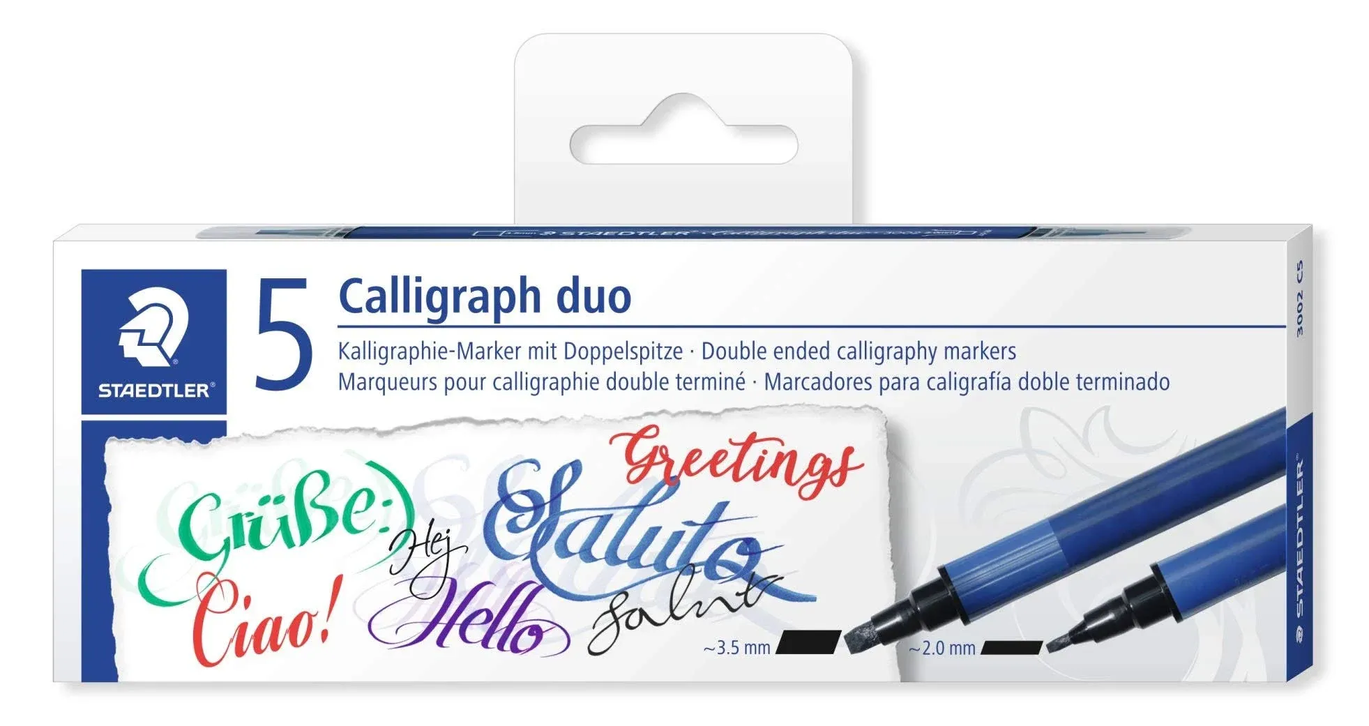 Staedtler 3002 C5 Calligraphy Markers - Assorted Colours (Pack of 5)