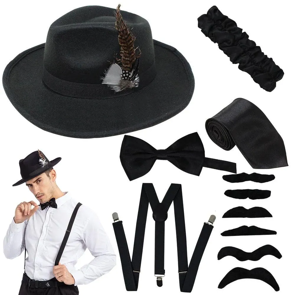 1920S Manhattan Mens Costume Accessories Gatsby Gangster Retro Set