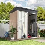 YODOLLA 5 x 3 ft. Outdoor Metal Storage Shed with Sliding Roof & Lockable Door for Backyard, Garden