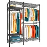 Raybee Clothes Rack Heavy Duty Clothing Rack Load 700lbs Clothing Racks for Hanging Clothes Adjustable Closet Rack Metal Wadrobe Closet Wire Garment