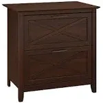 Bush Furniture Key West 2 Drawer Lateral File Cabinet, 30"W x 20"D x 30"H, Dark Gray Hickory