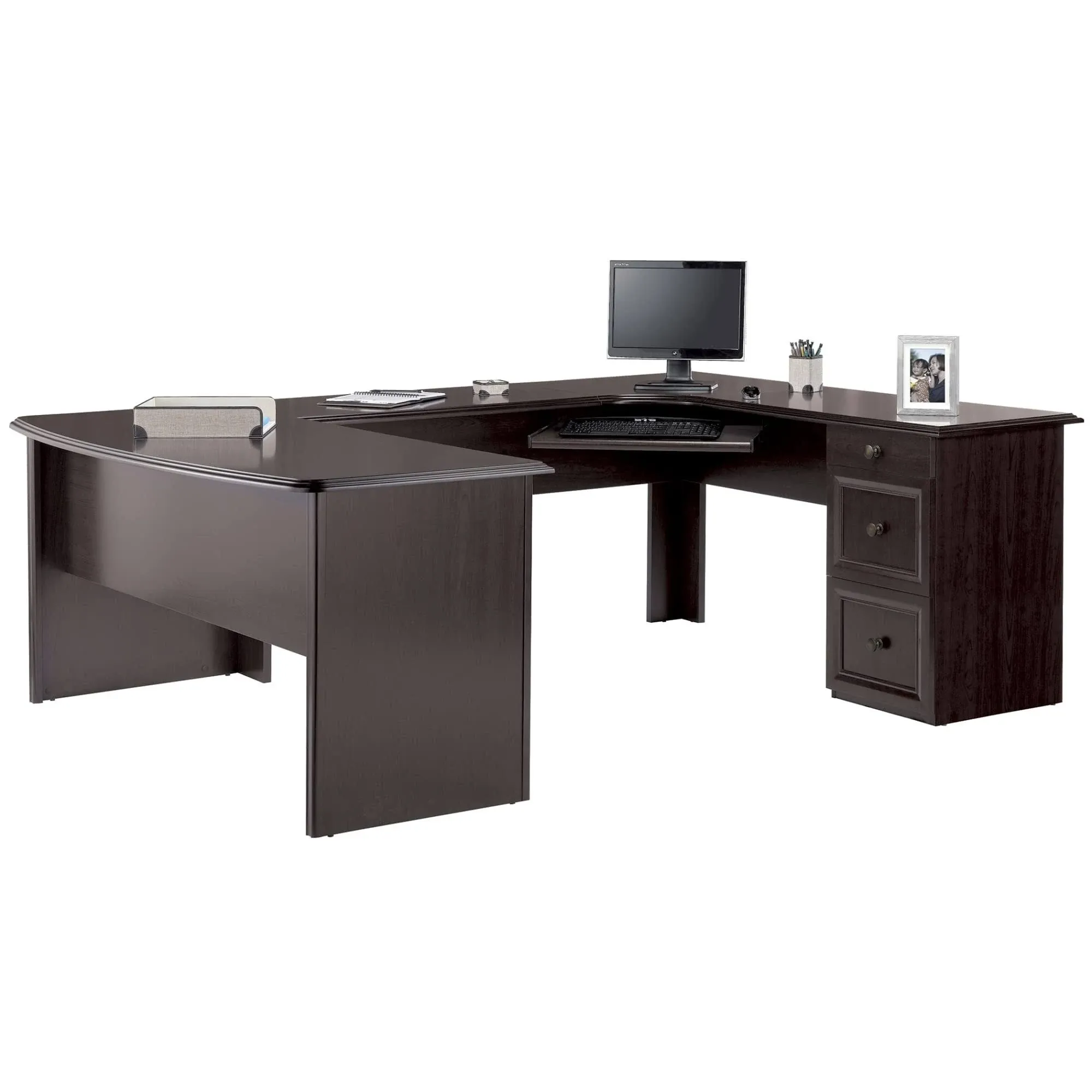 Realspace Broadstreet 65"W U-Shaped Executive Desk Walnut