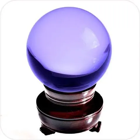 Amlong Crystal 6 inch (150mm) Crystal Ball with Wood Stand, Purple