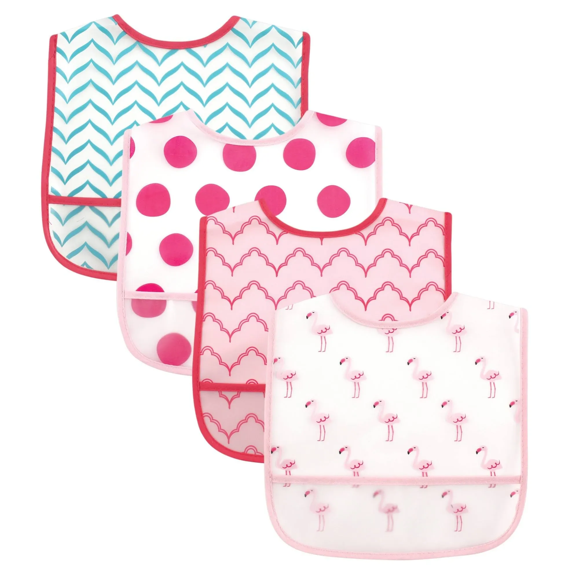 Luvable Friends Waterproof PEVA Bibs, Flamingo