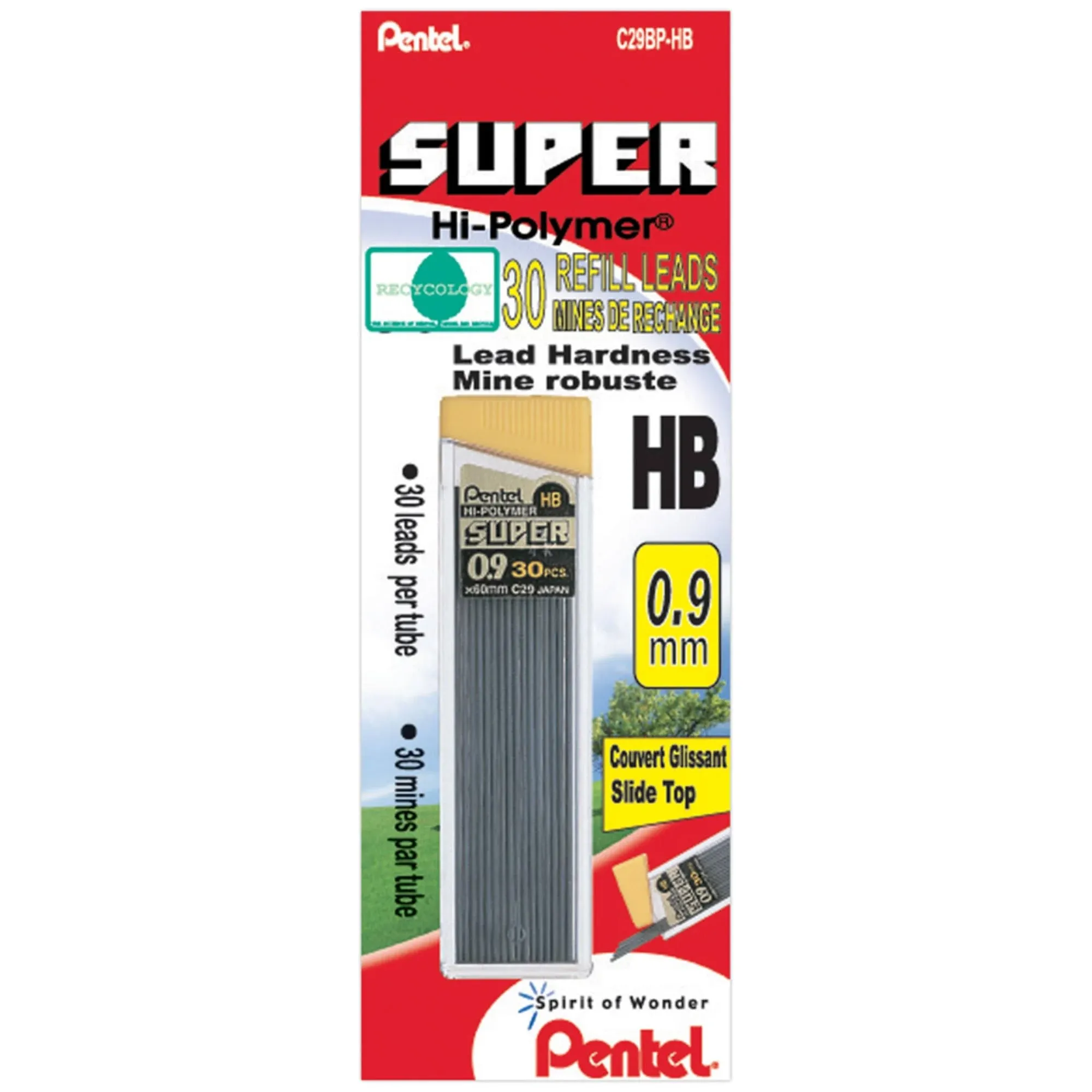 Pentel Refill Lead, Super Hi-Polymer, 0.9 mm Thick