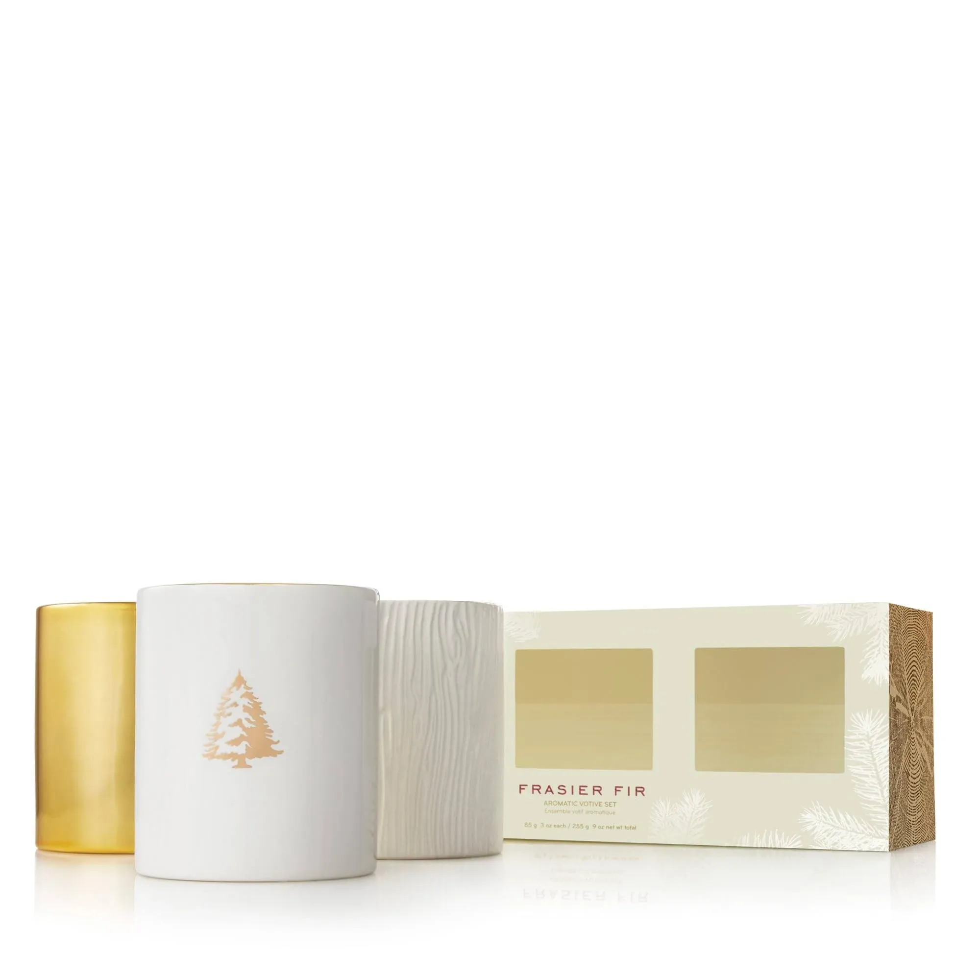 Thymes - Frasier Fir Gilded Poured Candle Trio Set