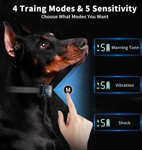 Bark Collar for Large Medium Small Dogs,Smart Bark Collar,Rechargeable Anti Barking Training Collar with 8 Adjustable Sensitivity,Bark Shock Collar with Beep Vibration Shock (Black)