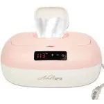 Avec Maman La Caresse Baby Wipe Warmer - New 2023 - Designed in France - Wet Wipe Dispenser - Adjustable Heat Settings Digital Display - Pink